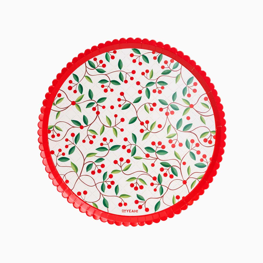Plato Cartón Llano Navidad Ø 23 cm Acebo