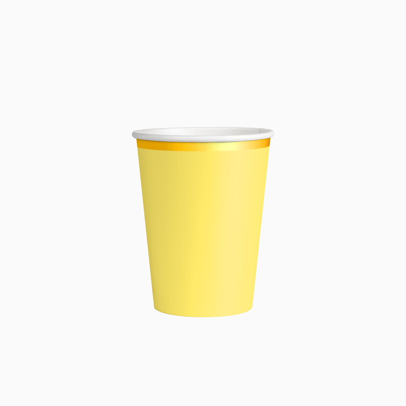 Vaso Cartón con Borde Metalizado 270cc Amarillo Pastel 6 uds