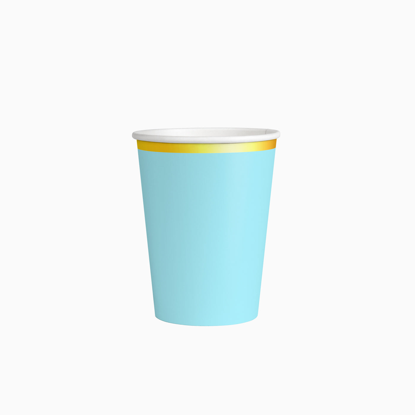 Vaso Cartón con Borde Metalizado 270cc Azul Pastel 6 uds