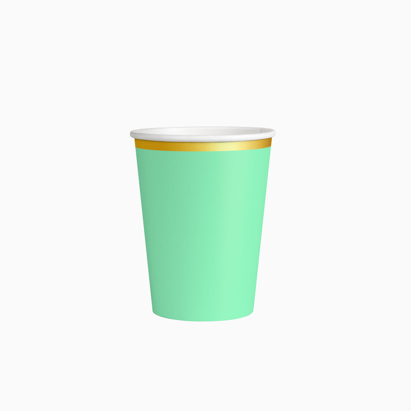 Vaso Cartón con Borde Metalizado 270cc Verde Menta 6 uds