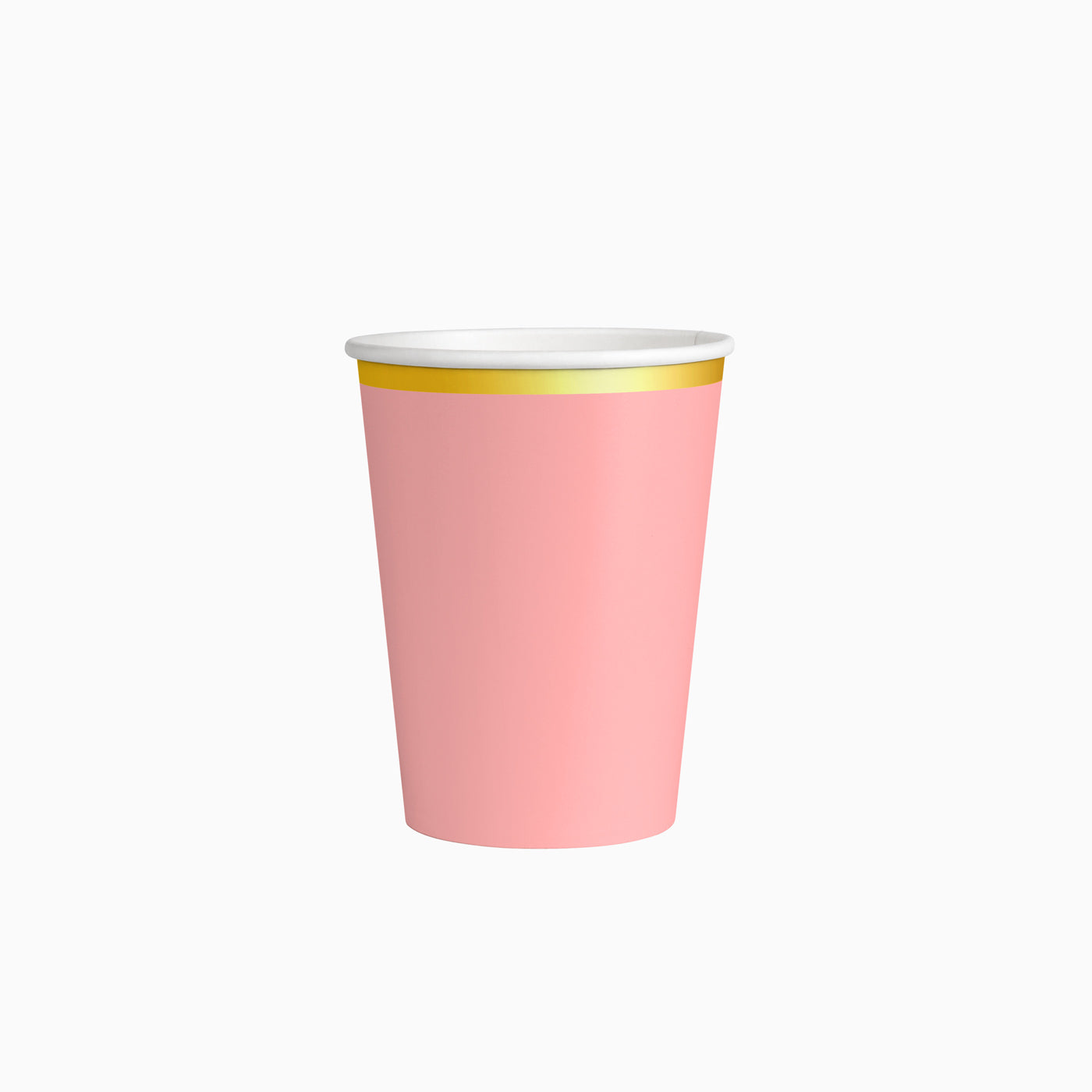 Vaso Cartón con Borde Metalizado 270cc Rosa Pastel 6 uds