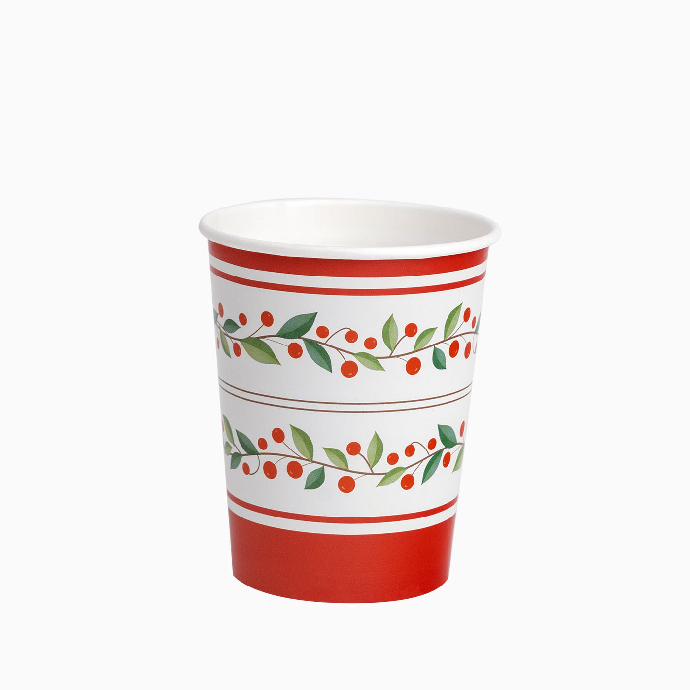Vaso Navidad Cartón 270cc Rojo Acebo 6 uds