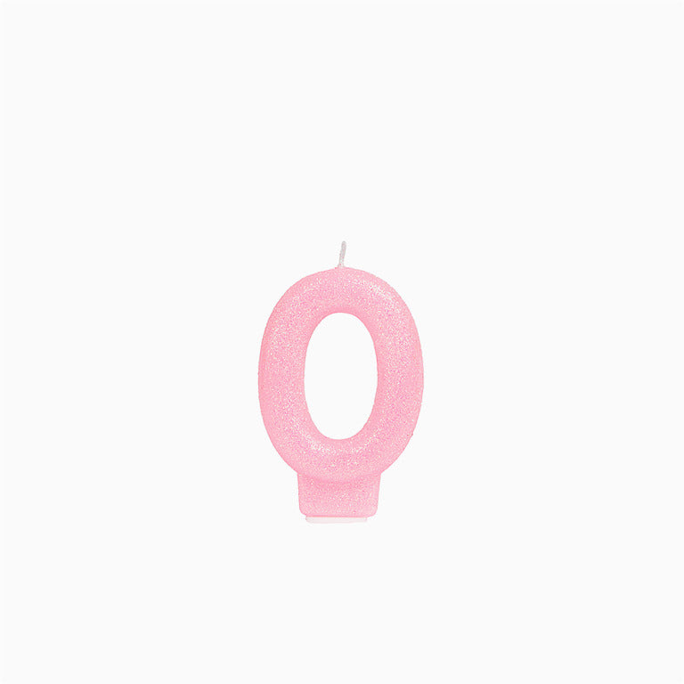 Vela Pequeña Glitter Número Rosa