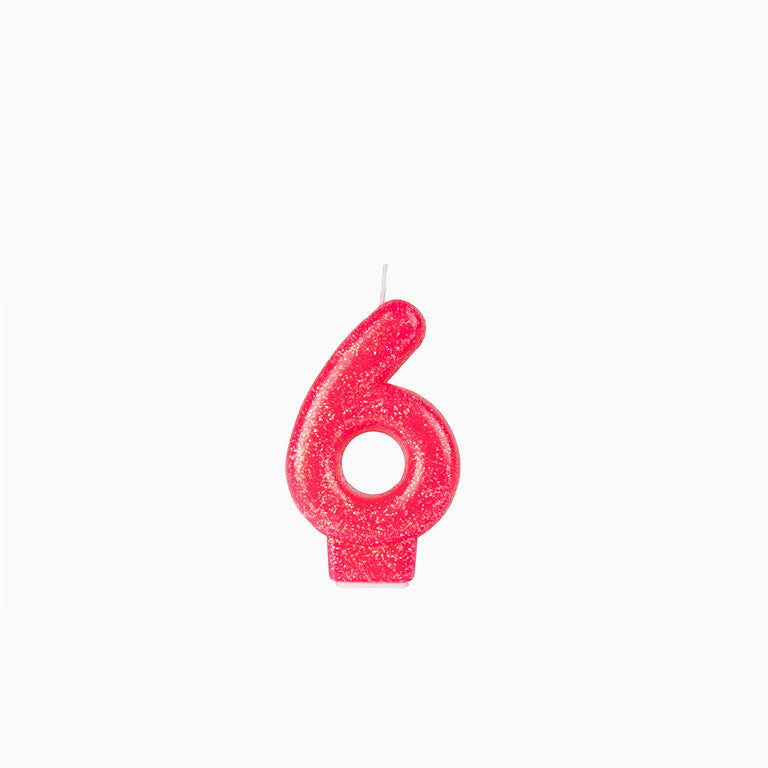 Vela Pequeña Glitter Fucsia Número
