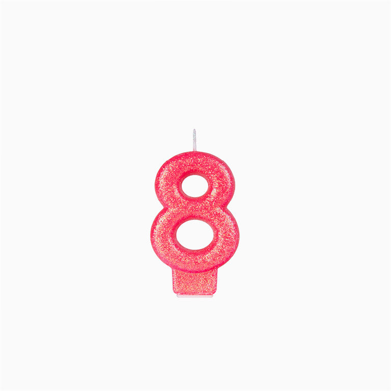 Vela Pequeña Glitter Fucsia Número