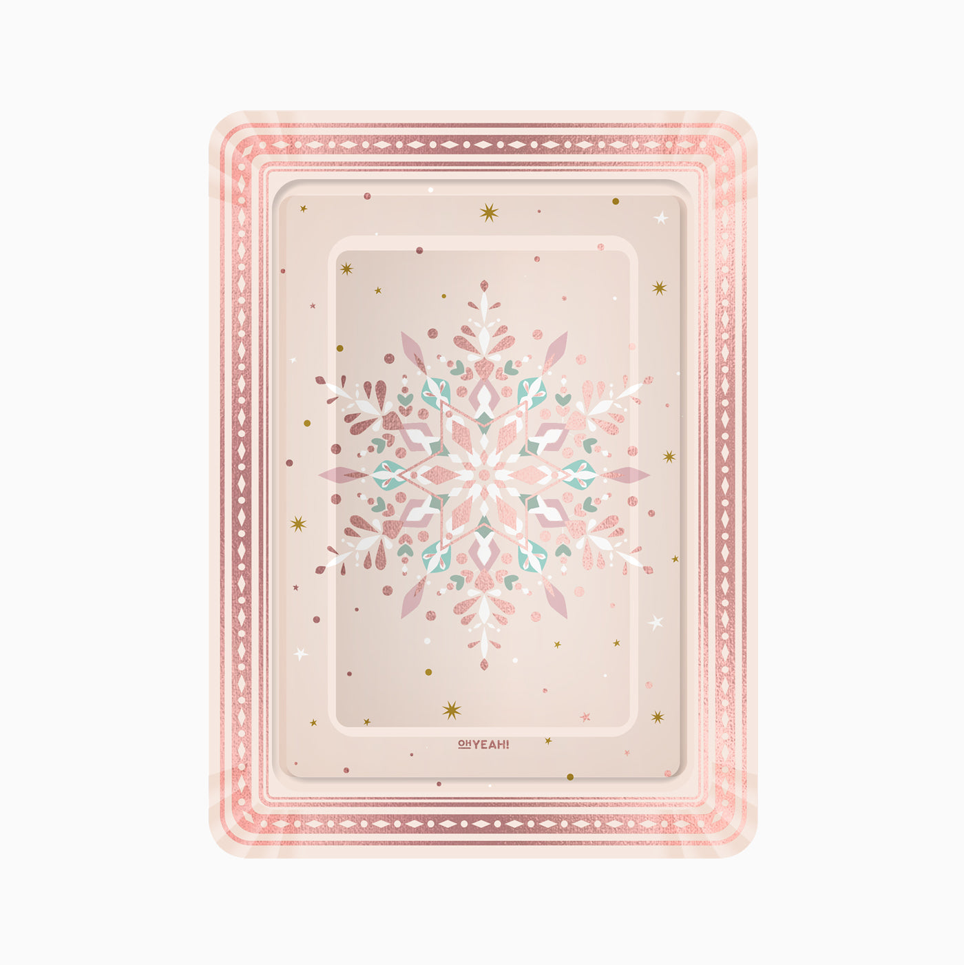Bandeja Rectangular Navidad Copo de Nieve Oro Rosa Metalizada