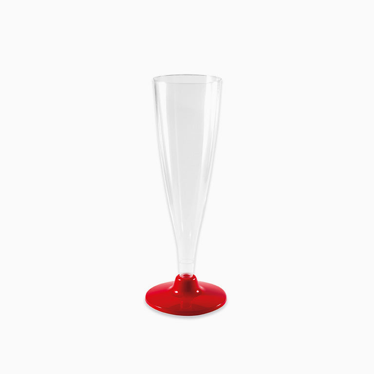 Copa Cava Flauta Transparente Con Pie Rojo 140 cc