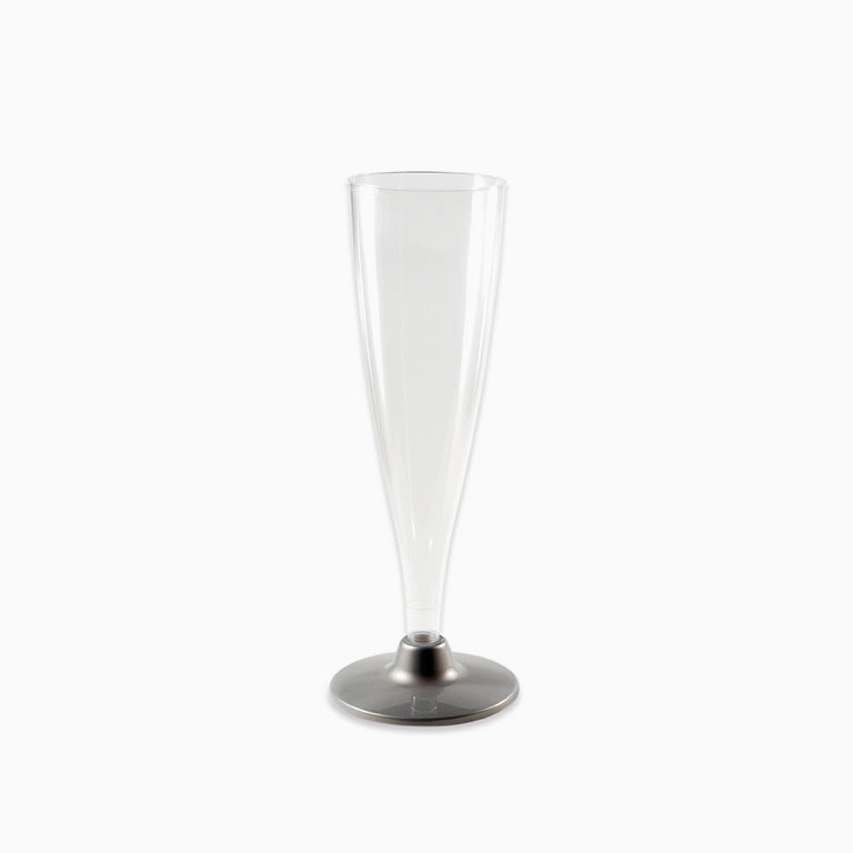 Copa Cava Flauta Transparente Con Pie Plata 140 cc