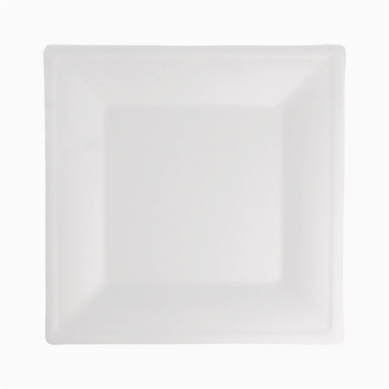 Plato Caña de Azucar Llano Cuadrado 26,2 x 26,2 cm Blanco
