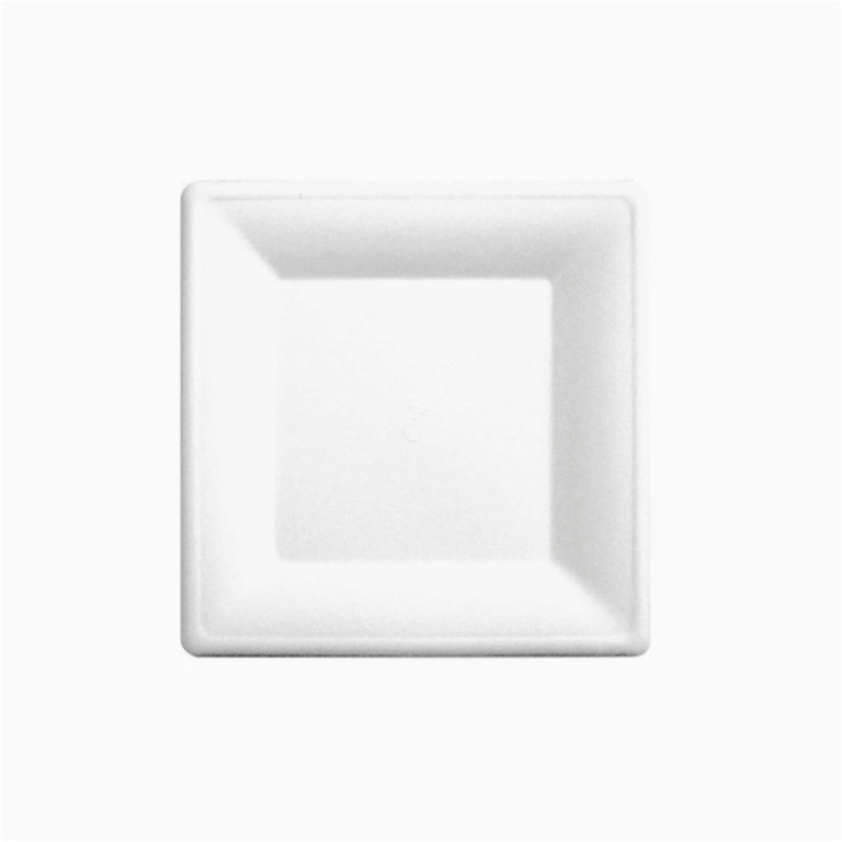 Plato Caña de Azúcar Llano Cuadrado 20 x 20 cm Blanco