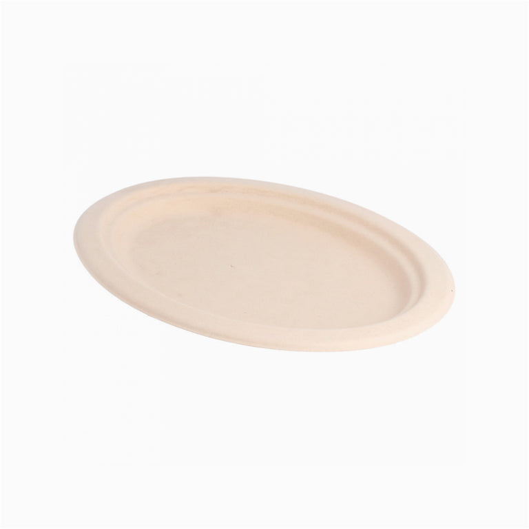 Plato Caña de Azúcar Llano Ovalado 26,3 x 19,9 cm Crema 50 uds