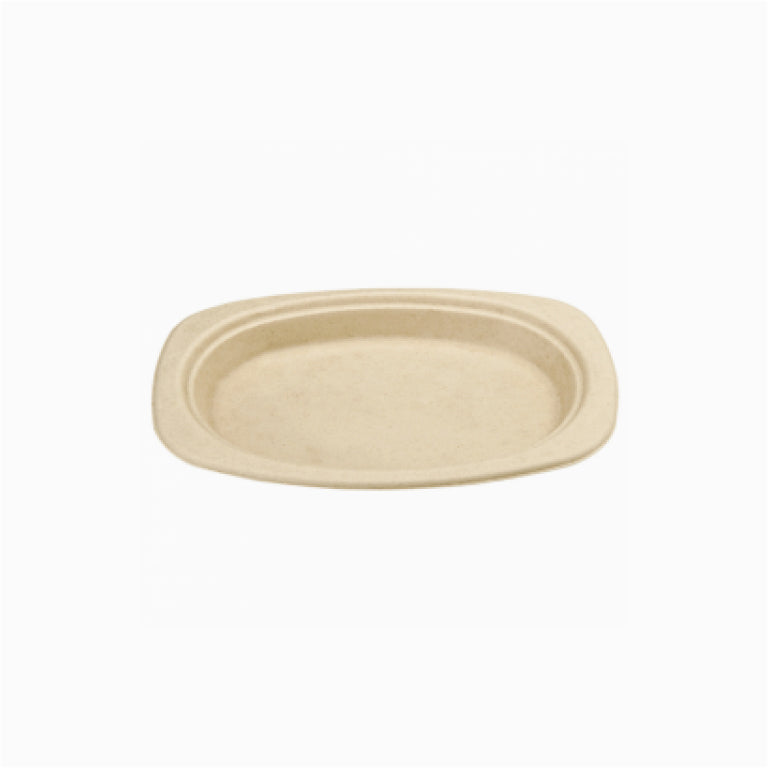 Plato Caña de Azúcar Llano Ovalado 23,3 x 16,5 cm Crema 50 uds