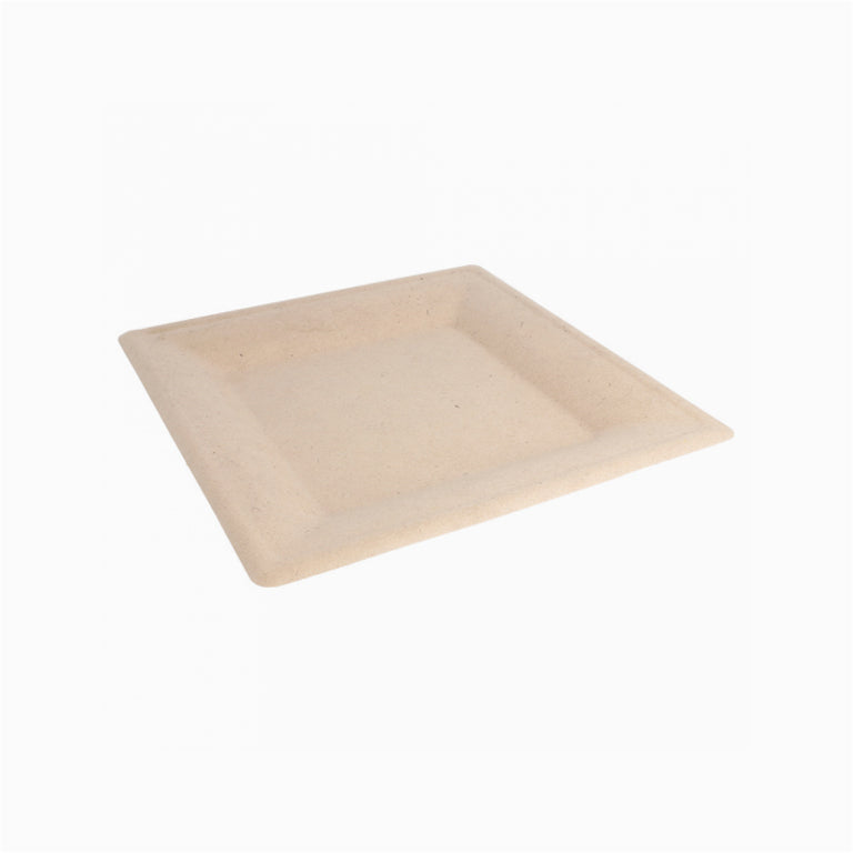 Plato Caña de Azúcar Llano Cuadrado 26,2 x 26,2 cm Crema 50 uds
