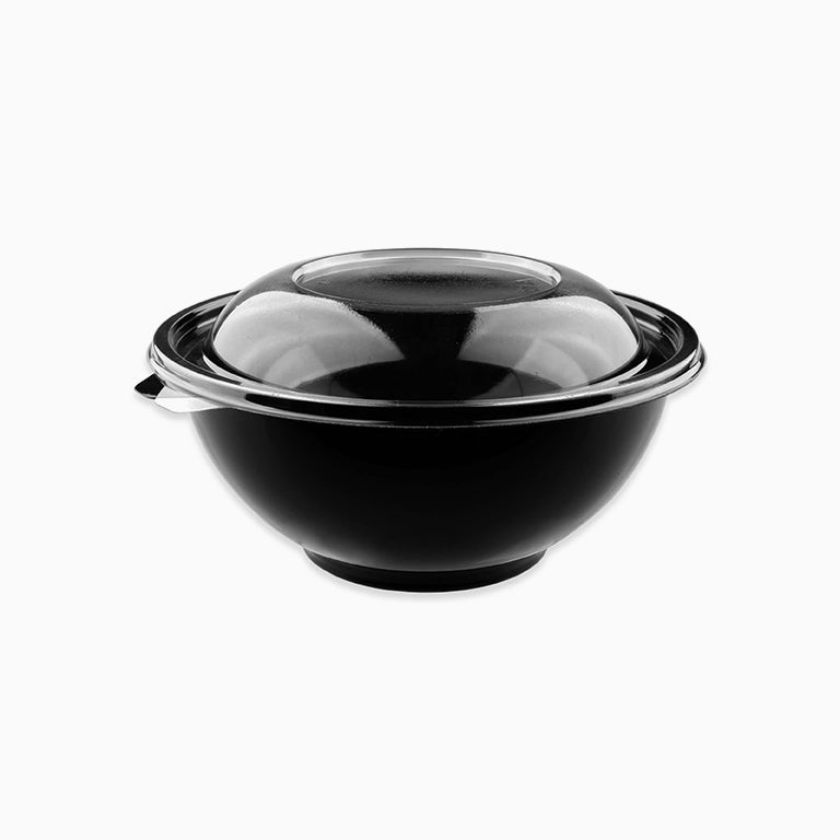 Bol Redondo Negro Tapa Transparente 1000 cc
