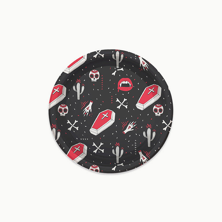 Plato Plástico Llano Redondo Halloween Ø 23 cm Negro
