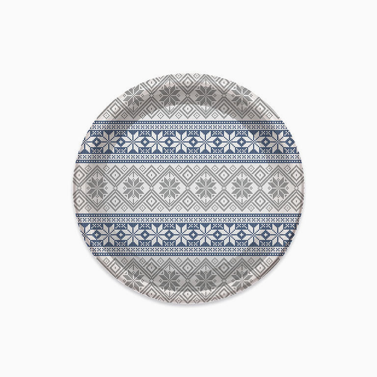 Plato Plástico Llano Redondo Navidad Ø 23 cm Azul