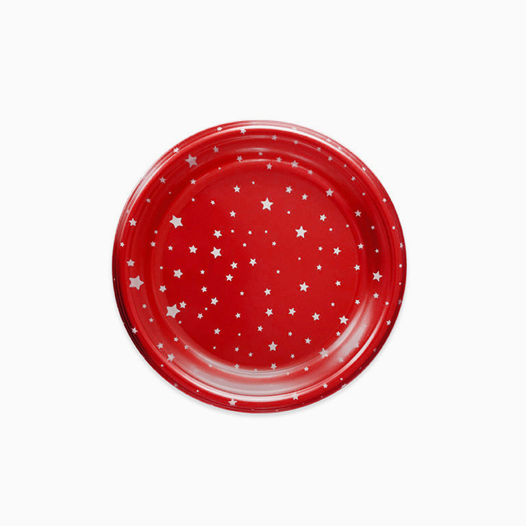 Plato Plástico Llano Redondo Estrellas Postre Ø 18 cm Azul