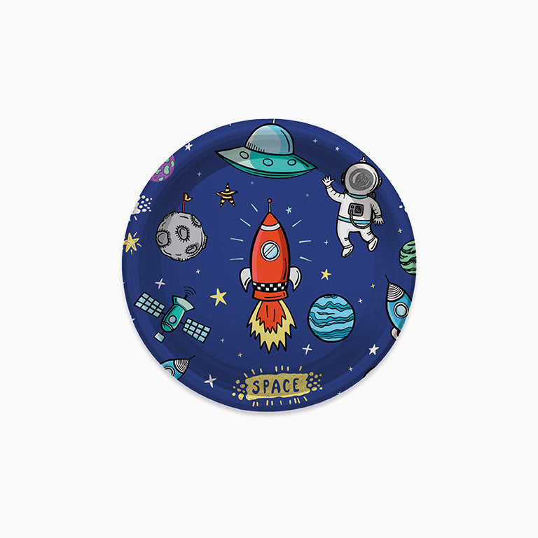 Plato Plástico Llano Redondo Postre Astronautas Ø18 cm Azul