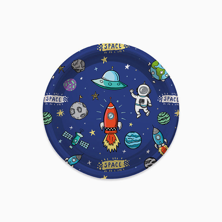 Plato Plástico Llano Redondo Astronautas Ø23 cm Azul