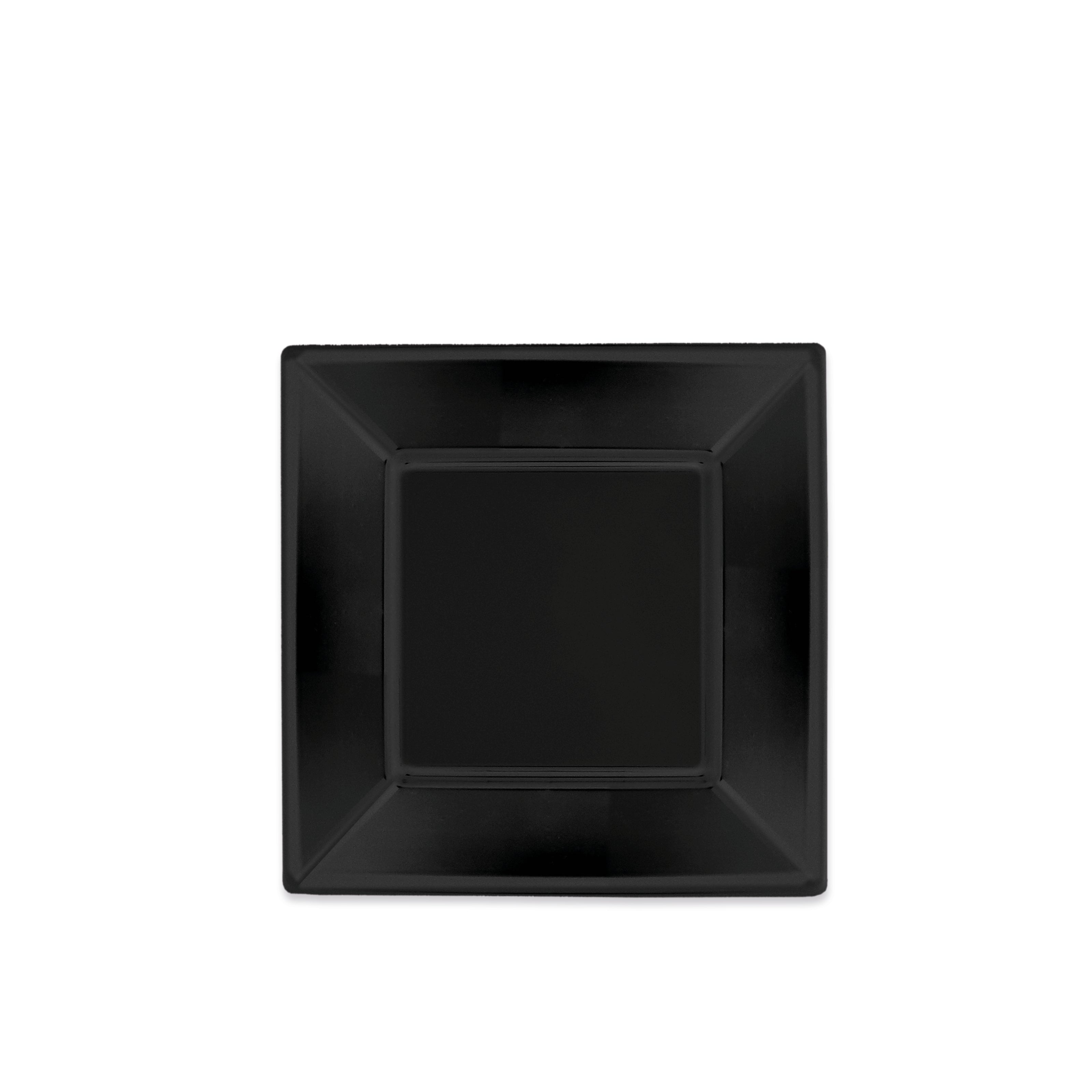 Plato Plástico Reutilizable PS Llano Cuadrado 23 x 23 cm Negro 5 uds