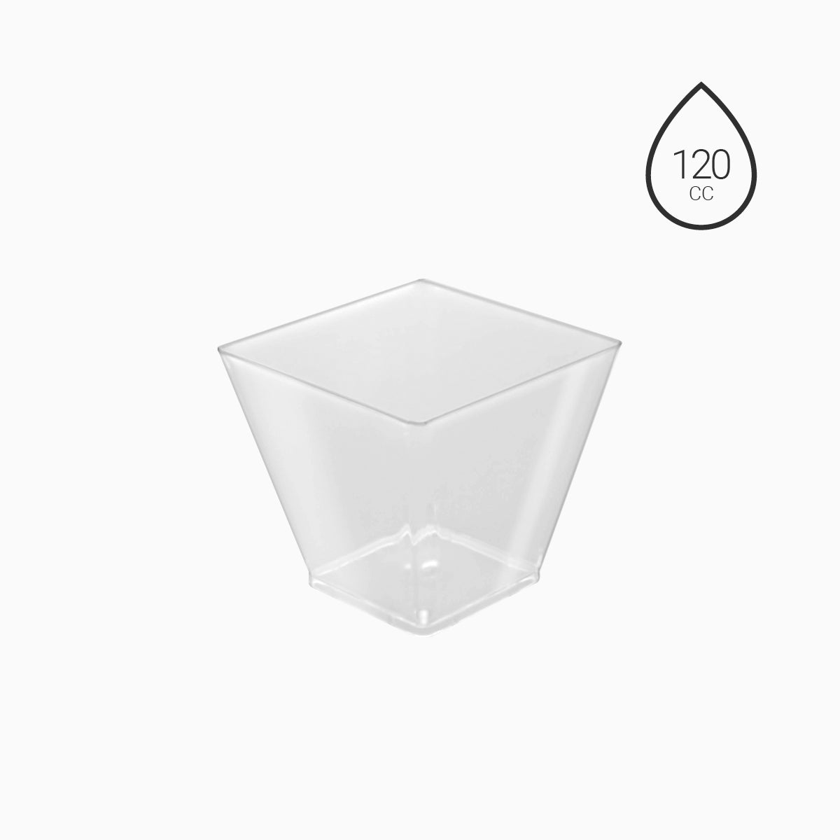 Bol Plástico Cuadrado Finger Food 120 cc Transparente