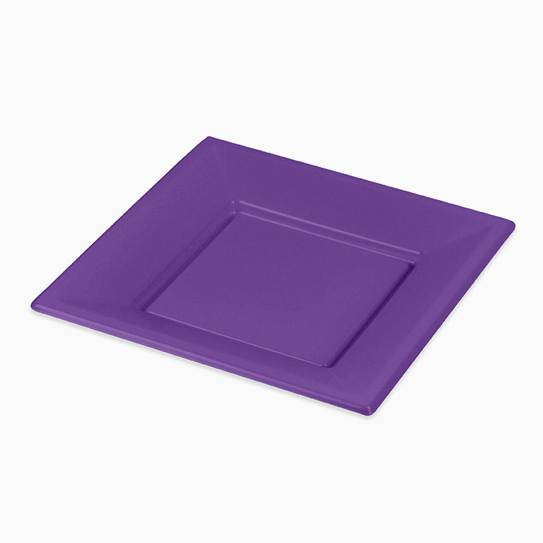 Plato Plástico PS Llano Cuadrado 17x 17 cm Morado 5 uds