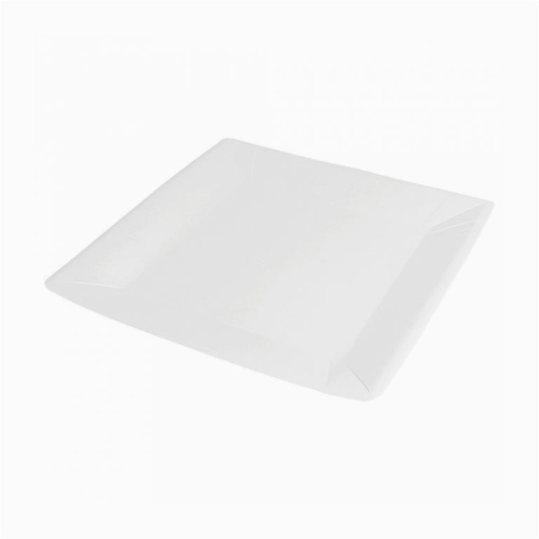 Plato Cartón Llano Cuadrado Bio-Lacado 23 x 23 cm Blanco 20 uds