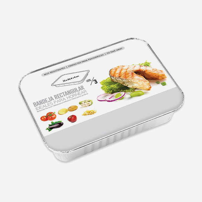 Bandeja Aluminio Tapa Rectangular 32 x 26.4 x 6 cm
