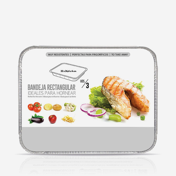 Bandeja Aluminio Tapa Rectangular 32 x 26.4 x 6 cm