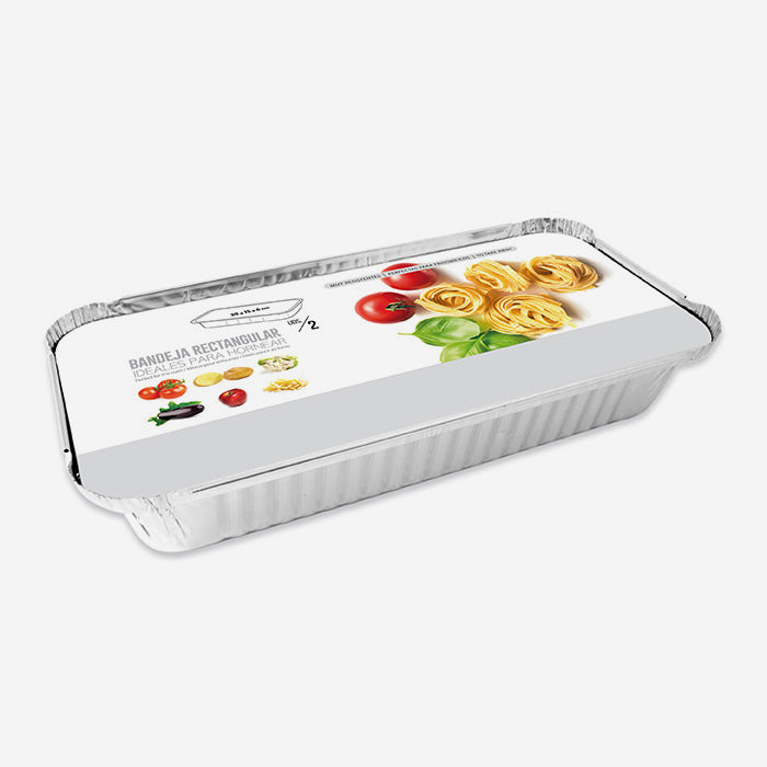 Bandeja Aluminio Con Tapa Rectangular 30 x 15 x 6.1 cm
