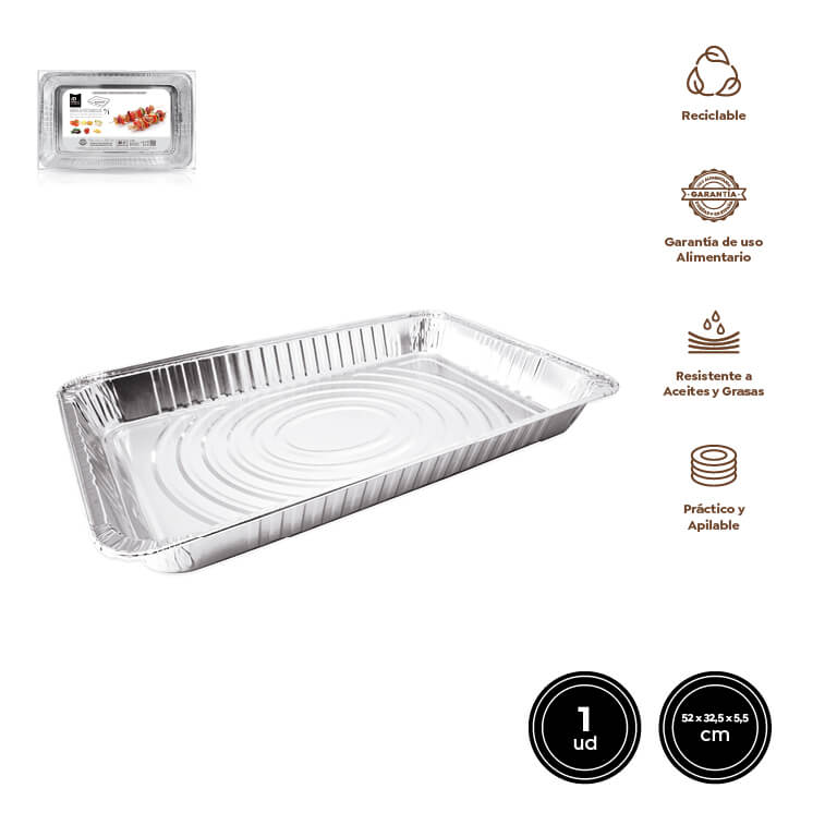 Bandeja Aluminio Extragrande Rectangular