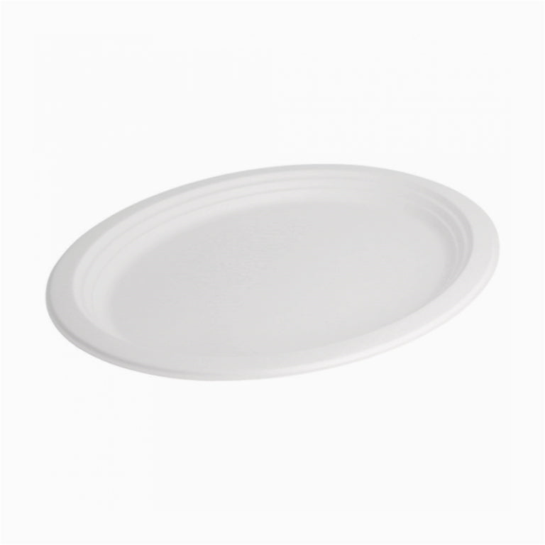 Plato Hondo Ovalado Caña de Azúcar 32 x 25.5 x 2.1 cm Blanco (50 uds)