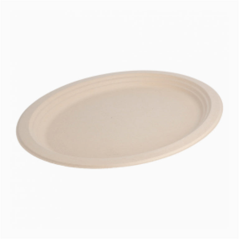 Plato Caña de Azúcar Hondo Ovalado 32 x 25,5 x 2,1 cm Crema