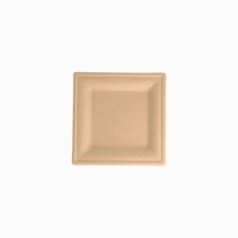 Plato Caña de Azúcar Llano Cuadrado 16 x16 cm Crema 50 uds