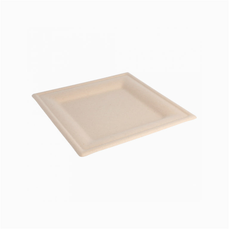 Plato Caña de Azúcar Cuadrado  20 x 20 cm Crema 50 uds