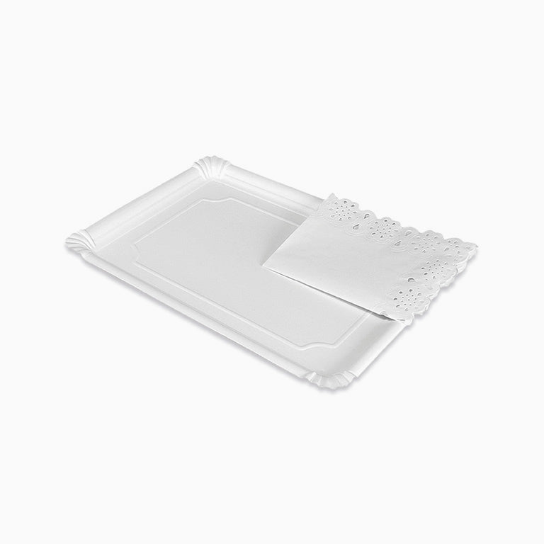 Bandeja Blonda Cartón Rectangular 22 x 28 cm Blanco