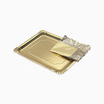 Bandeja Rectangular Cartón con Blonda Metalizado 22 x 28 cm Oro (1 ud)
