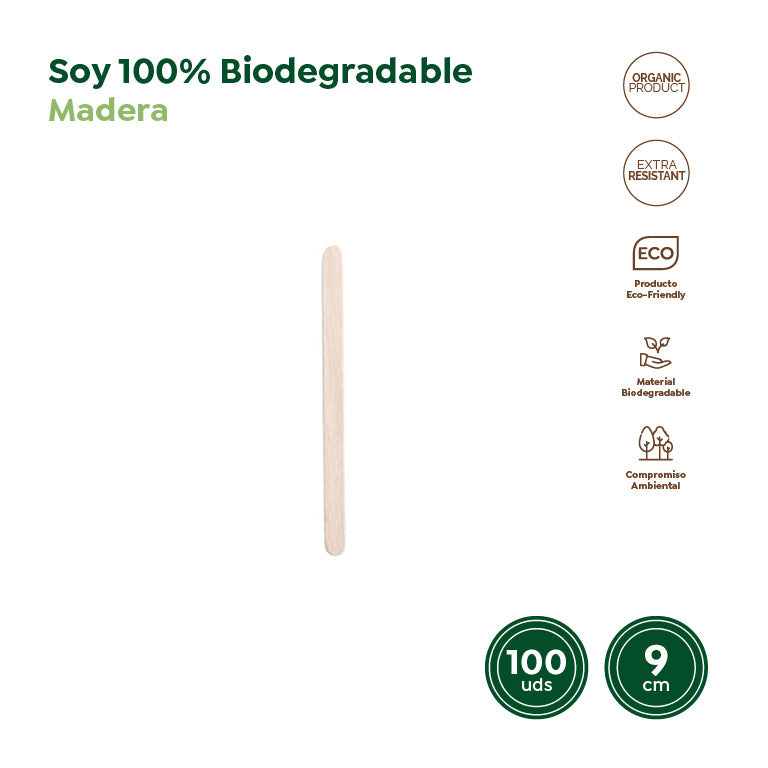Paletina Biodegradable Madera 9cm 100 uds
