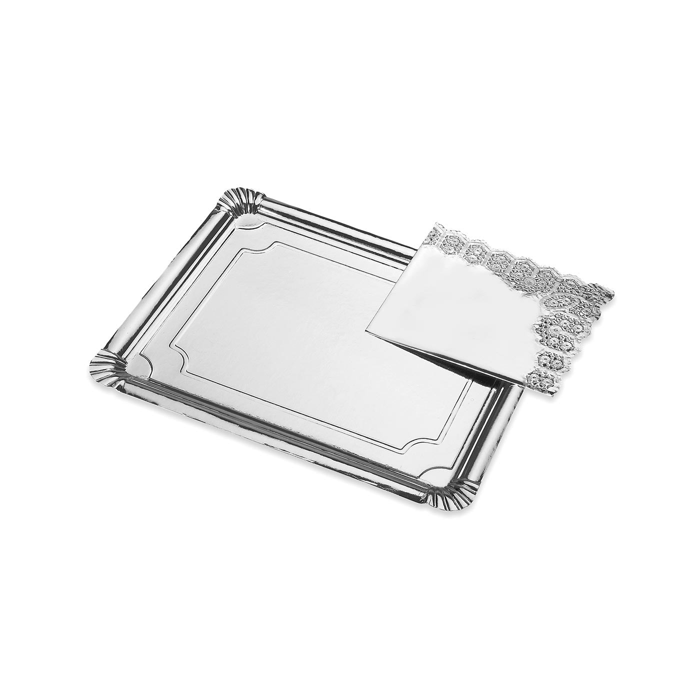 Bandeja Blonda Cartón Rectangular 22 x 28 cm Plata 1  Ud