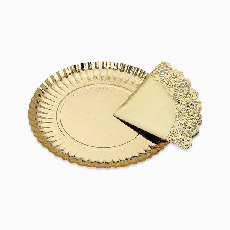 Bandeja Blonda Cartón Redonda Ø30 cm Oro 1 Ud