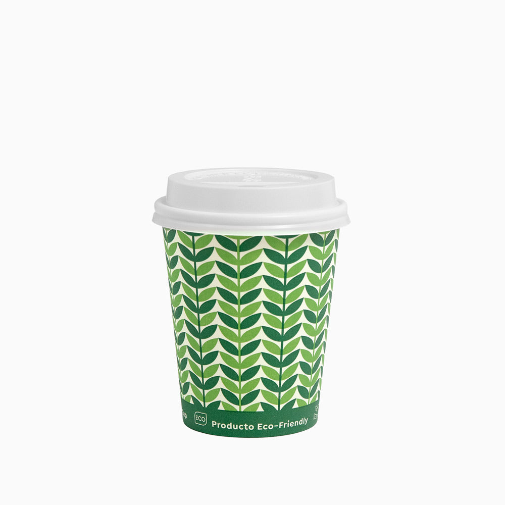 Vaso Cartón 250cc Eco Green con Tapa Drink