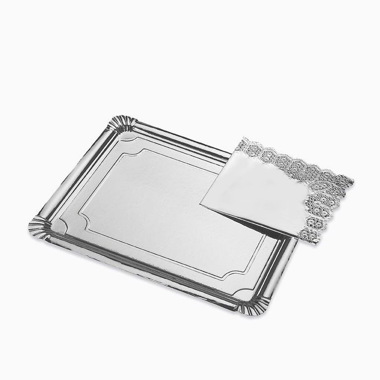 Bandeja Blonda Cartón Rectangular 31 x 38 cm Plata