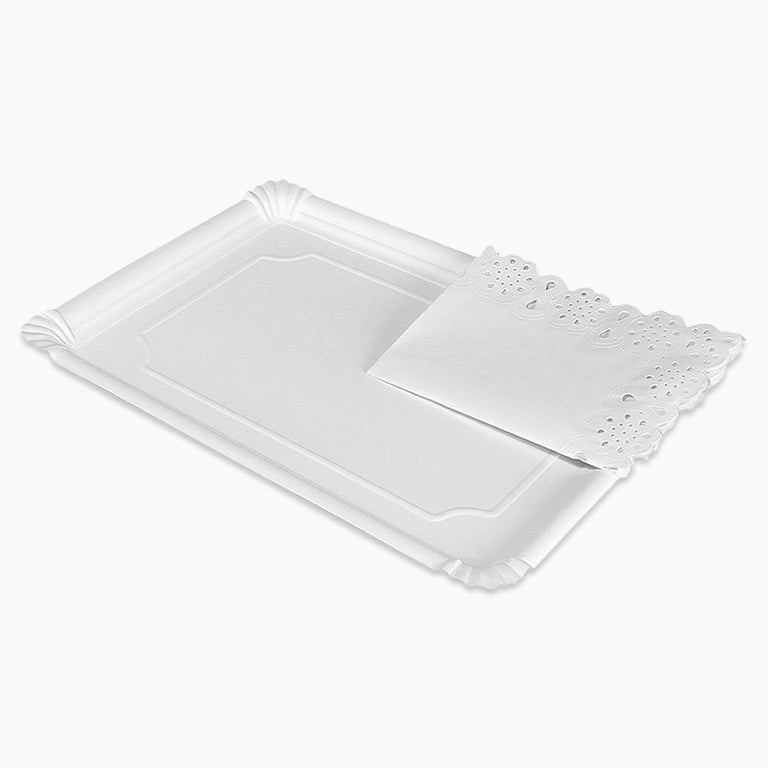 Bandeja Blonda Cartón Rectangular Grande 34 x 42 cm Blanco