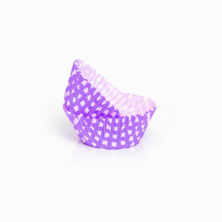 Molde Magdalena Papel Redondo Grande Ø5,2 x 3 cm Morado con Lunares Blancos