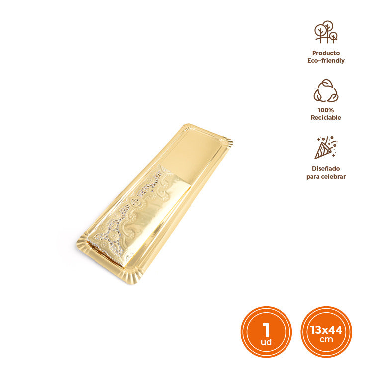 Bandeja Blonda Cartón Rectangular Brazo 13 x 44 cm Oro