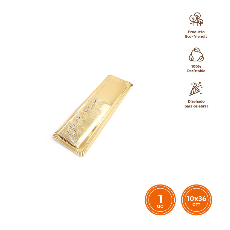 Bandeja Blonda Rectangular Brazo 10 x 36 cm Oro
