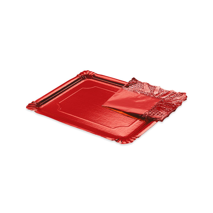 Bandeja Blonda Cartón Rectangular 22 x 28 cm Rojo