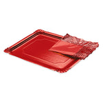 Bandeja Rectangular Cartón con Blonda Metalizado 31 x 38 cm Rojo (1 ud)