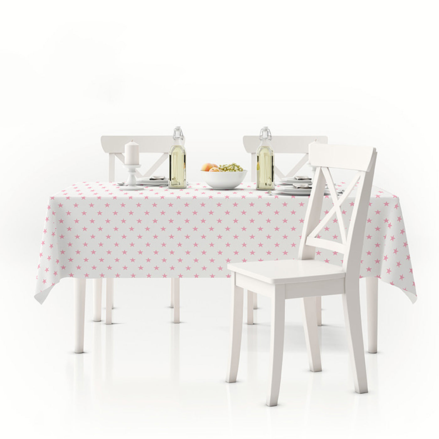 Rollo Mantel Estrellas Rosa 1,20 x 1,80 m Blanco