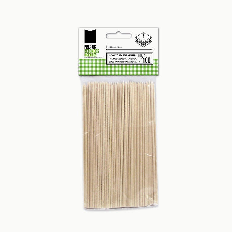 Brocheta Abedul Redondo Ø0,25 cm x 15 cm 4800 Uds